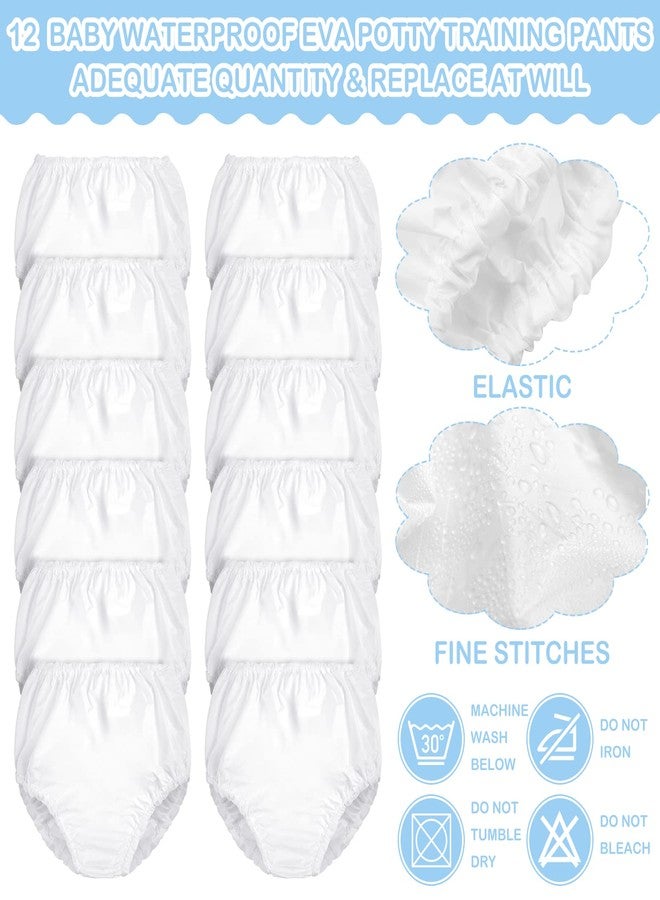 Funtery 12 Packs Waterproof Plastic Pants for Toddlers Reusable Diaper Covers Unisex Baby Potty Training Underwear Covers(5T) White - Image 4